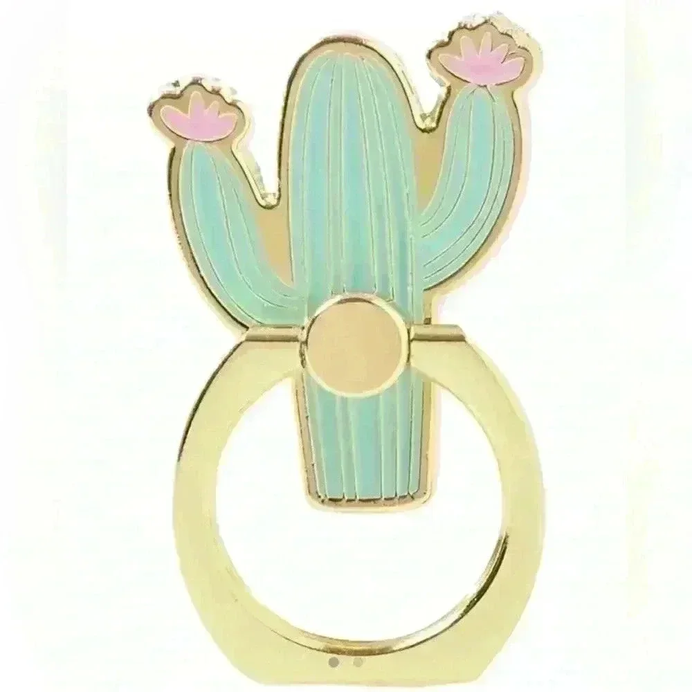 Cactus Cell Phone Ring Gold 1.5x1 inch Cute Selfie Holder Desert Arizona